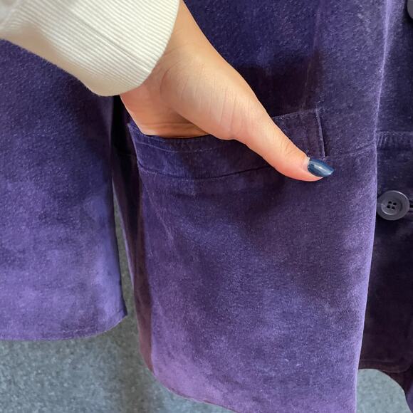 St Johns Bay Purple Suede Jacket Women’s XL Button Front Fall Winter Layering - Picture 10 of 16